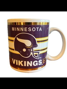 Vintage Minnesota Vikings NFL White Purple Gold Trim Coffee Mug by Papel